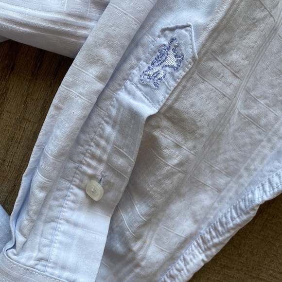 Bugatchi Classic Fit Light Blue Tonal Plaid Cotton Shirt Size Large EUC - Picture 3 of 13